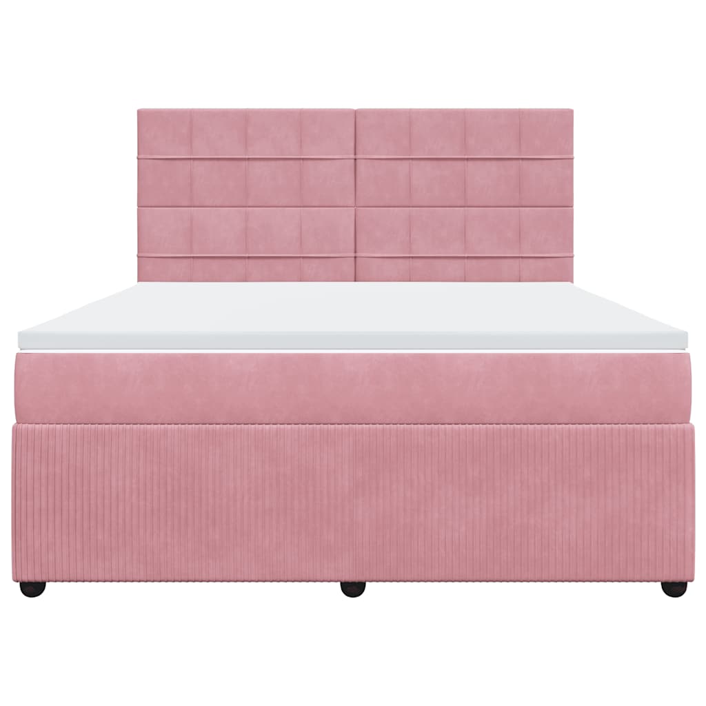 Boxspring met matras fluweel roze 180x200 cm is nu te koop bij PeponiXL, paradijselijk wonen!