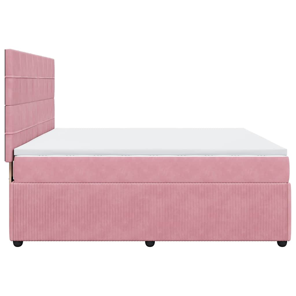 Boxspring met matras fluweel roze 180x200 cm is nu te koop bij PeponiXL, paradijselijk wonen!