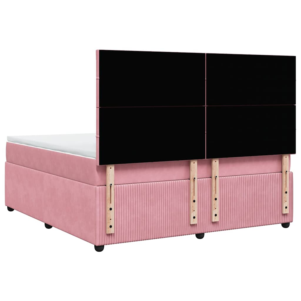 Boxspring met matras fluweel roze 180x200 cm is nu te koop bij PeponiXL, paradijselijk wonen!