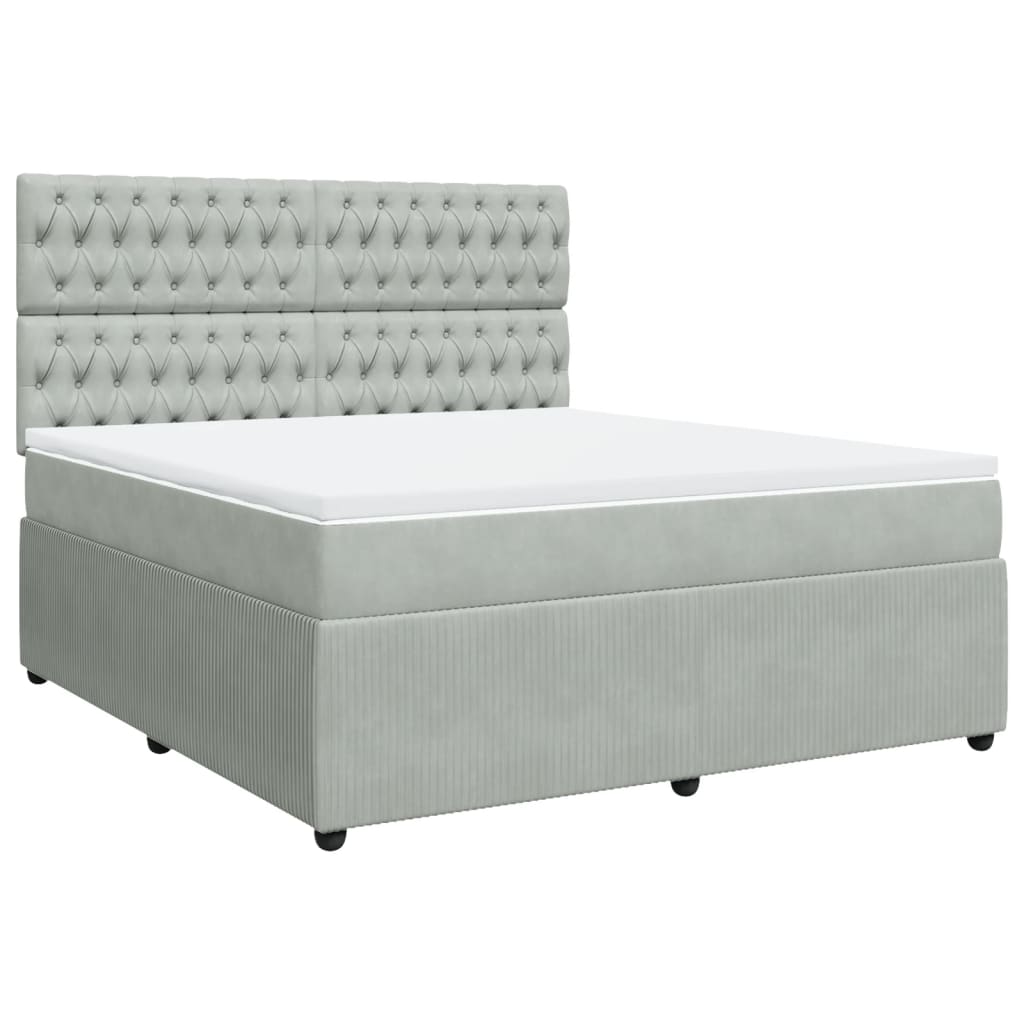 Boxspring met matras fluweel lichtgrijs 180x200 cm is nu te koop bij PeponiXL, paradijselijk wonen!