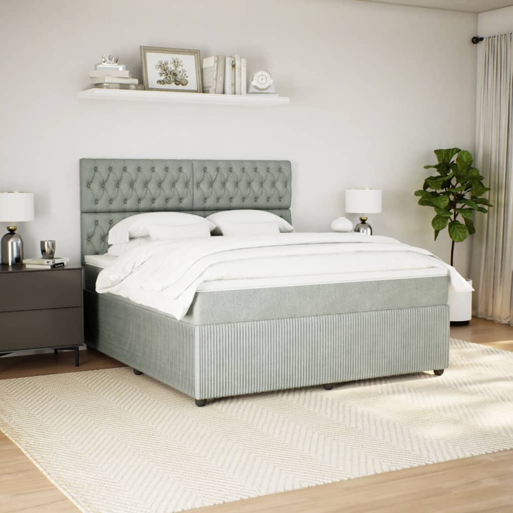 Boxspring met matras fluweel lichtgrijs 180x200 cm is nu te koop bij PeponiXL, paradijselijk wonen!