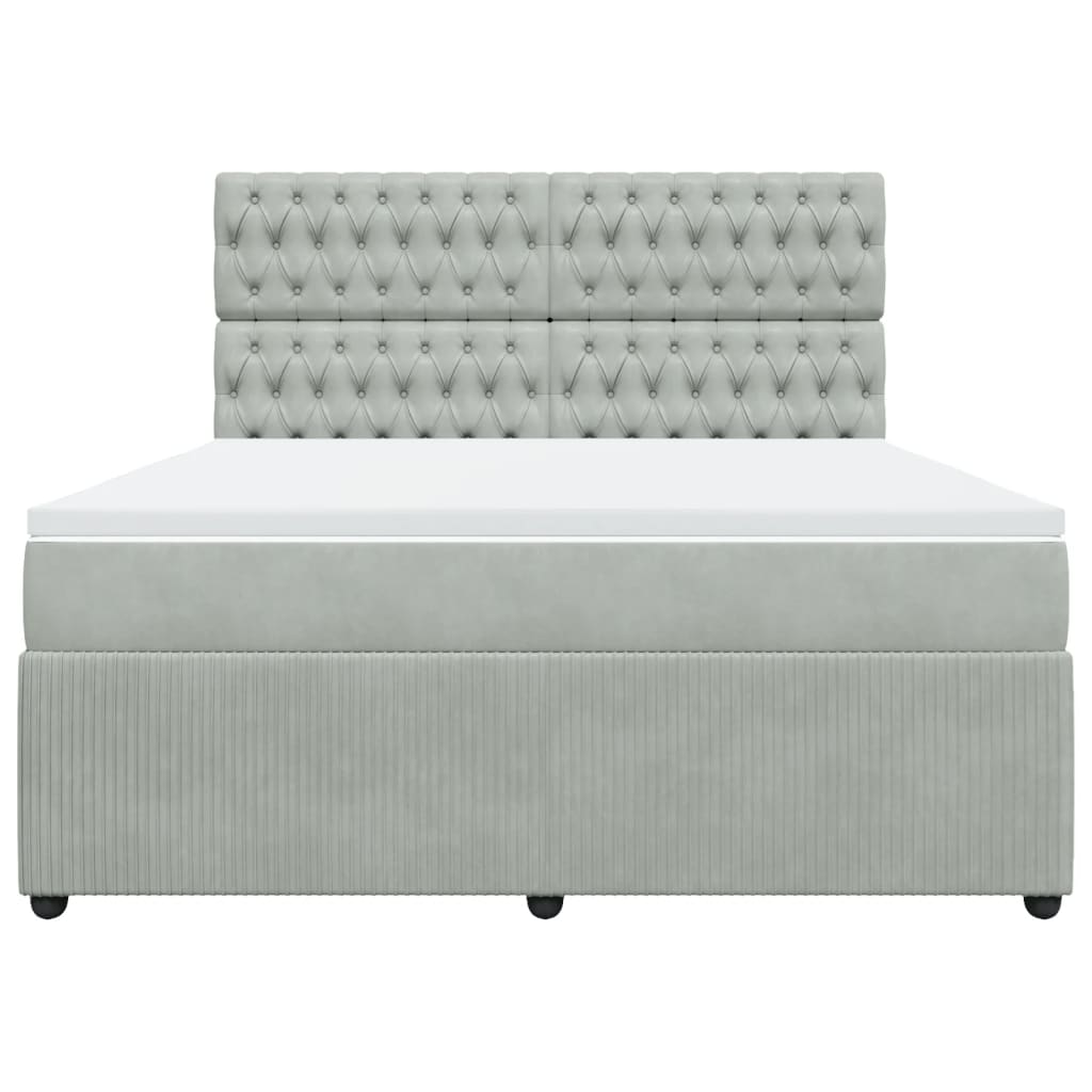 Boxspring met matras fluweel lichtgrijs 180x200 cm is nu te koop bij PeponiXL, paradijselijk wonen!