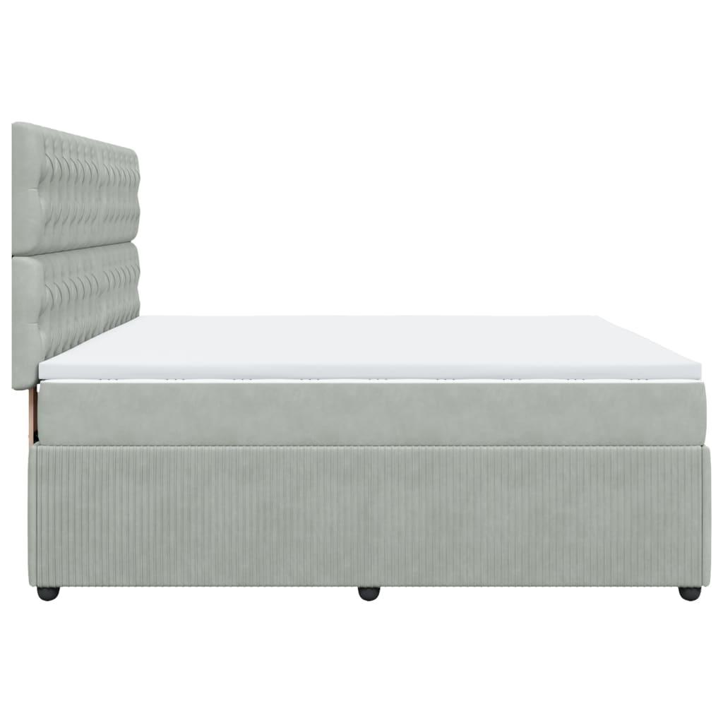 Boxspring met matras fluweel lichtgrijs 180x200 cm is nu te koop bij PeponiXL, paradijselijk wonen!