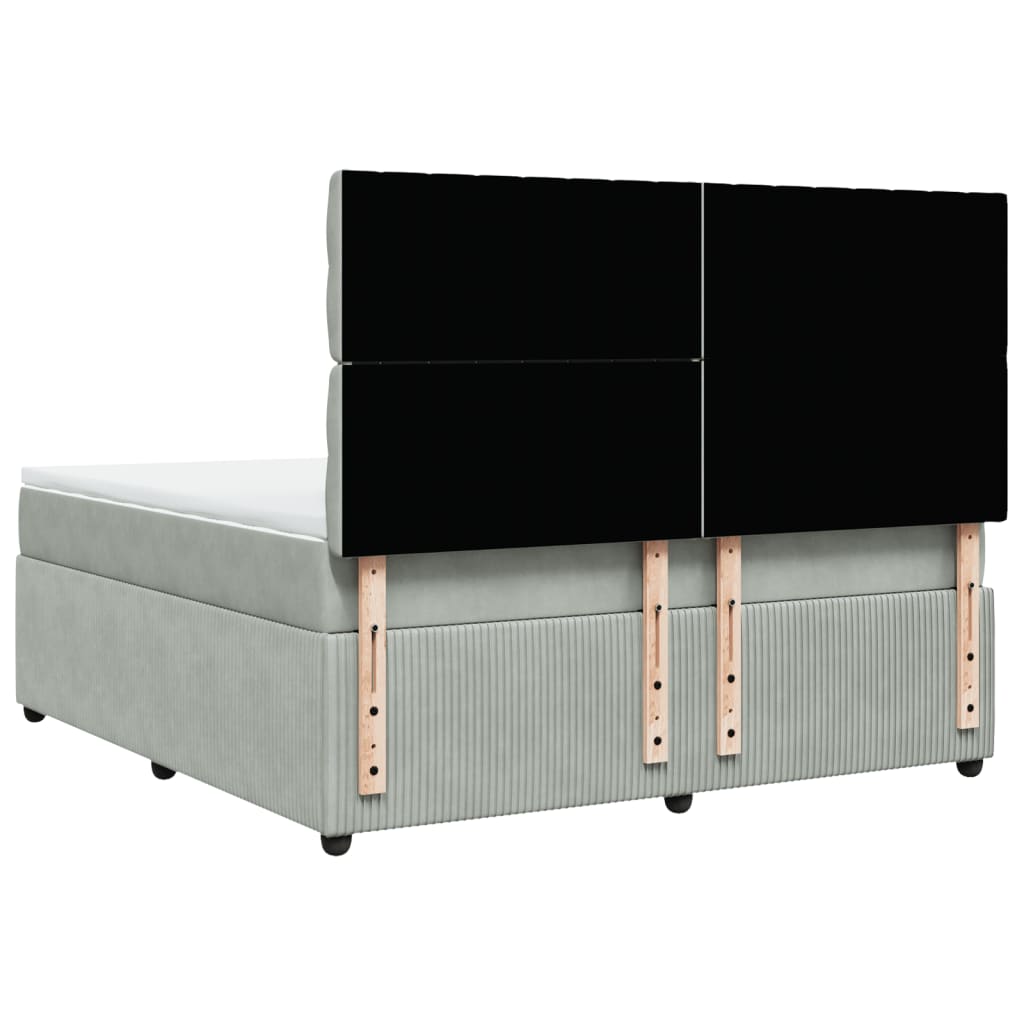 Boxspring met matras fluweel lichtgrijs 180x200 cm is nu te koop bij PeponiXL, paradijselijk wonen!