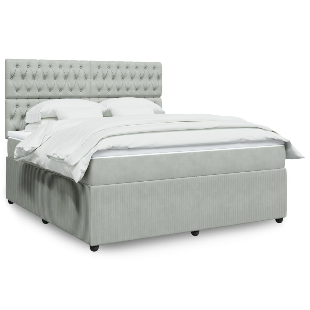 Boxspring met matras fluweel lichtgrijs 180x200 cm is nu te koop bij PeponiXL, paradijselijk wonen!