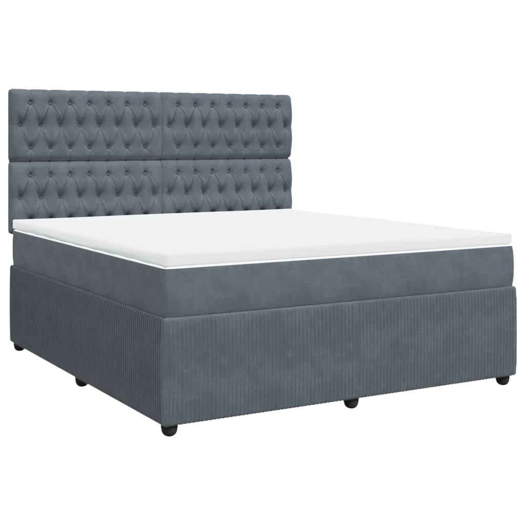Boxspring met matras fluweel donkergrijs 180x200 cm is nu te koop bij PeponiXL, paradijselijk wonen!
