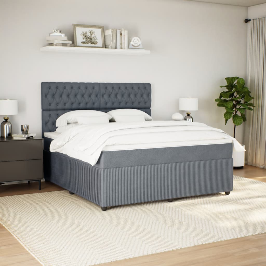 Boxspring met matras fluweel donkergrijs 180x200 cm is nu te koop bij PeponiXL, paradijselijk wonen!