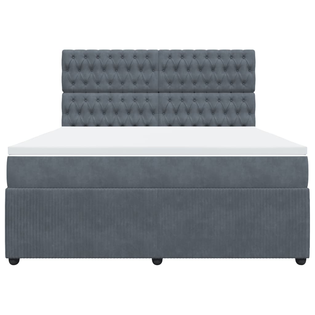 Boxspring met matras fluweel donkergrijs 180x200 cm is nu te koop bij PeponiXL, paradijselijk wonen!