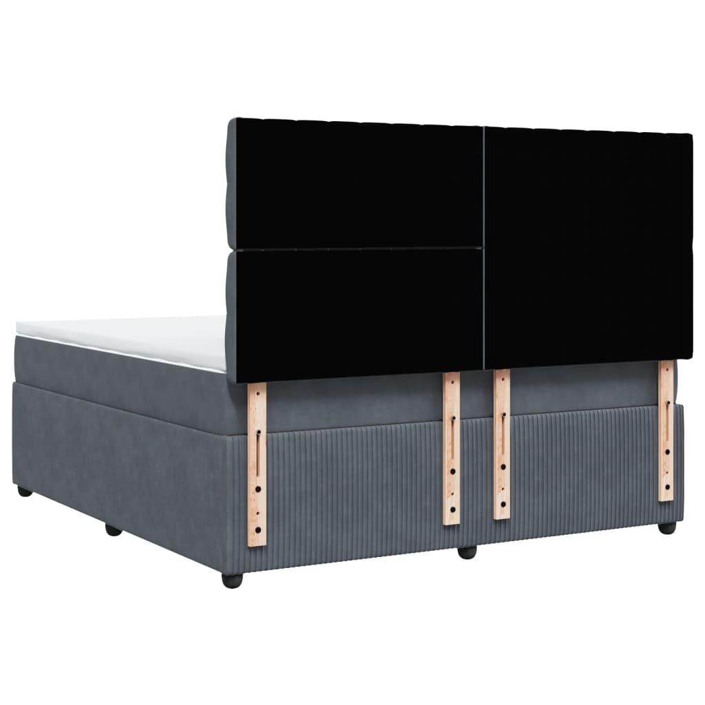 Boxspring met matras fluweel donkergrijs 180x200 cm is nu te koop bij PeponiXL, paradijselijk wonen!