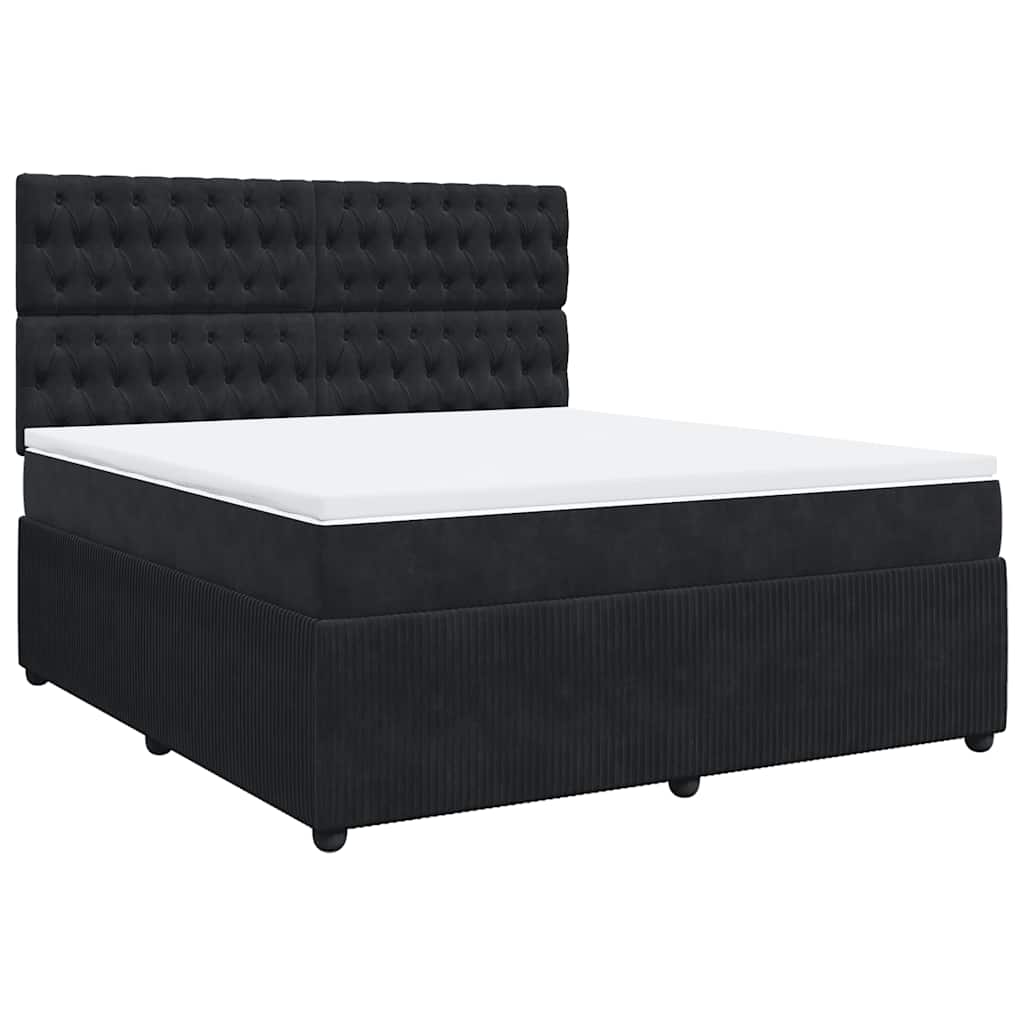 Boxspring met matras fluweel zwart 180x200 cm is nu te koop bij PeponiXL, paradijselijk wonen!