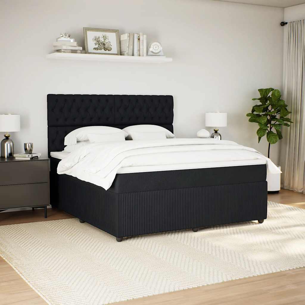 Boxspring met matras fluweel zwart 180x200 cm is nu te koop bij PeponiXL, paradijselijk wonen!