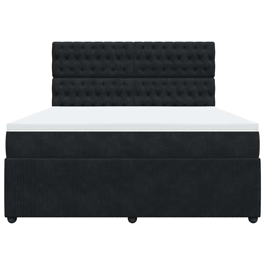 Boxspring met matras fluweel zwart 180x200 cm is nu te koop bij PeponiXL, paradijselijk wonen!