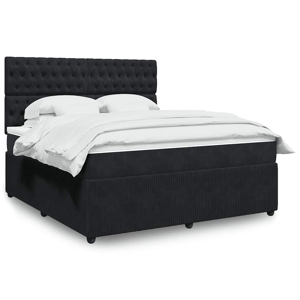 Boxspring met matras fluweel zwart 180x200 cm is nu te koop bij PeponiXL, paradijselijk wonen!