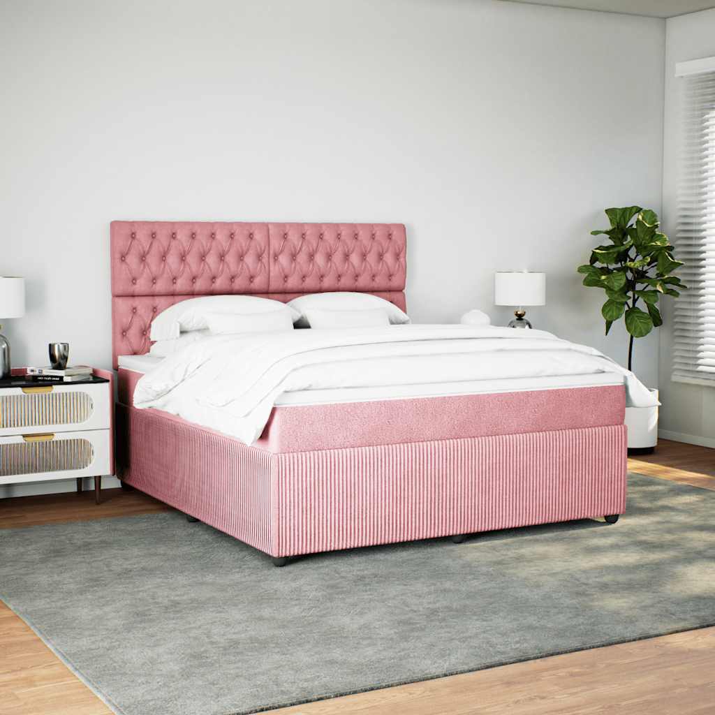 Boxspring met matras fluweel roze 180x200 cm is nu te koop bij PeponiXL, paradijselijk wonen!