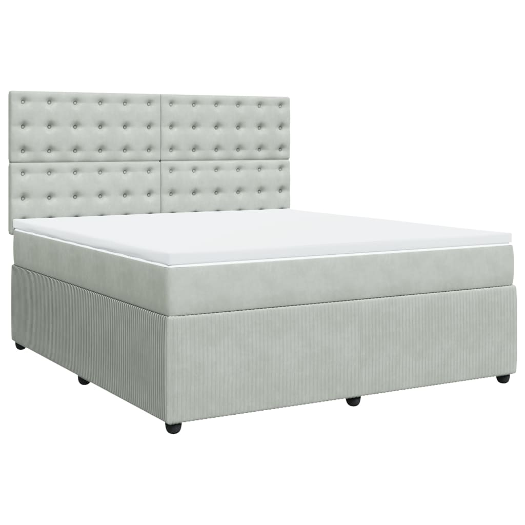 Boxspring met matras fluweel lichtgrijs 180x200 cm is nu te koop bij PeponiXL, paradijselijk wonen!