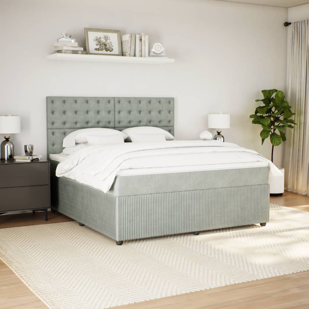 Boxspring met matras fluweel lichtgrijs 180x200 cm is nu te koop bij PeponiXL, paradijselijk wonen!