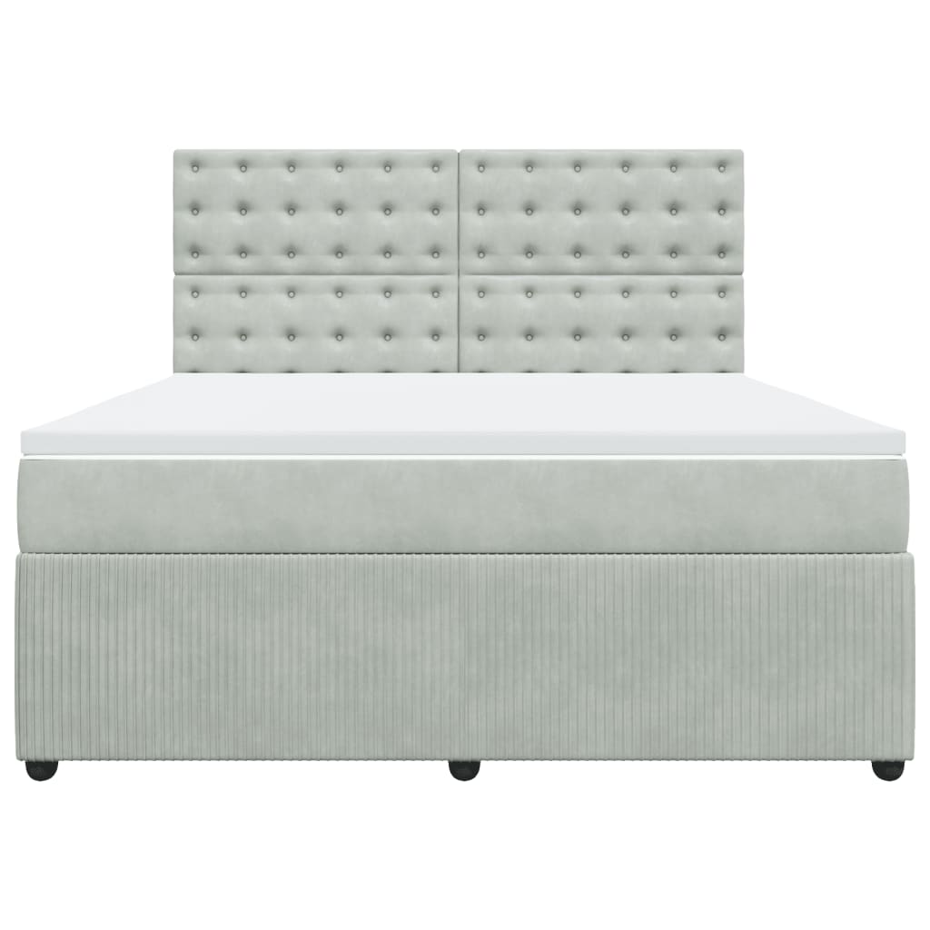 Boxspring met matras fluweel lichtgrijs 180x200 cm is nu te koop bij PeponiXL, paradijselijk wonen!