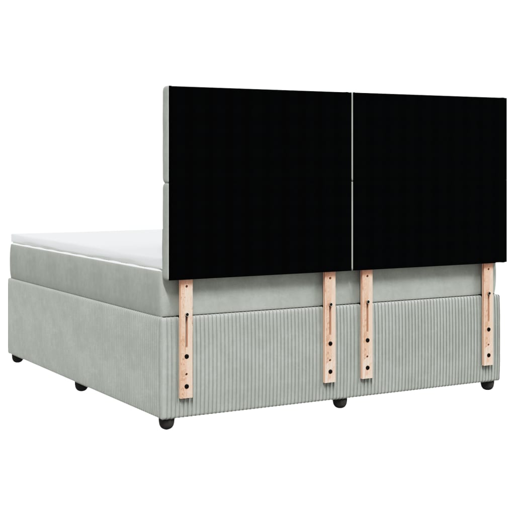 Boxspring met matras fluweel lichtgrijs 180x200 cm is nu te koop bij PeponiXL, paradijselijk wonen!