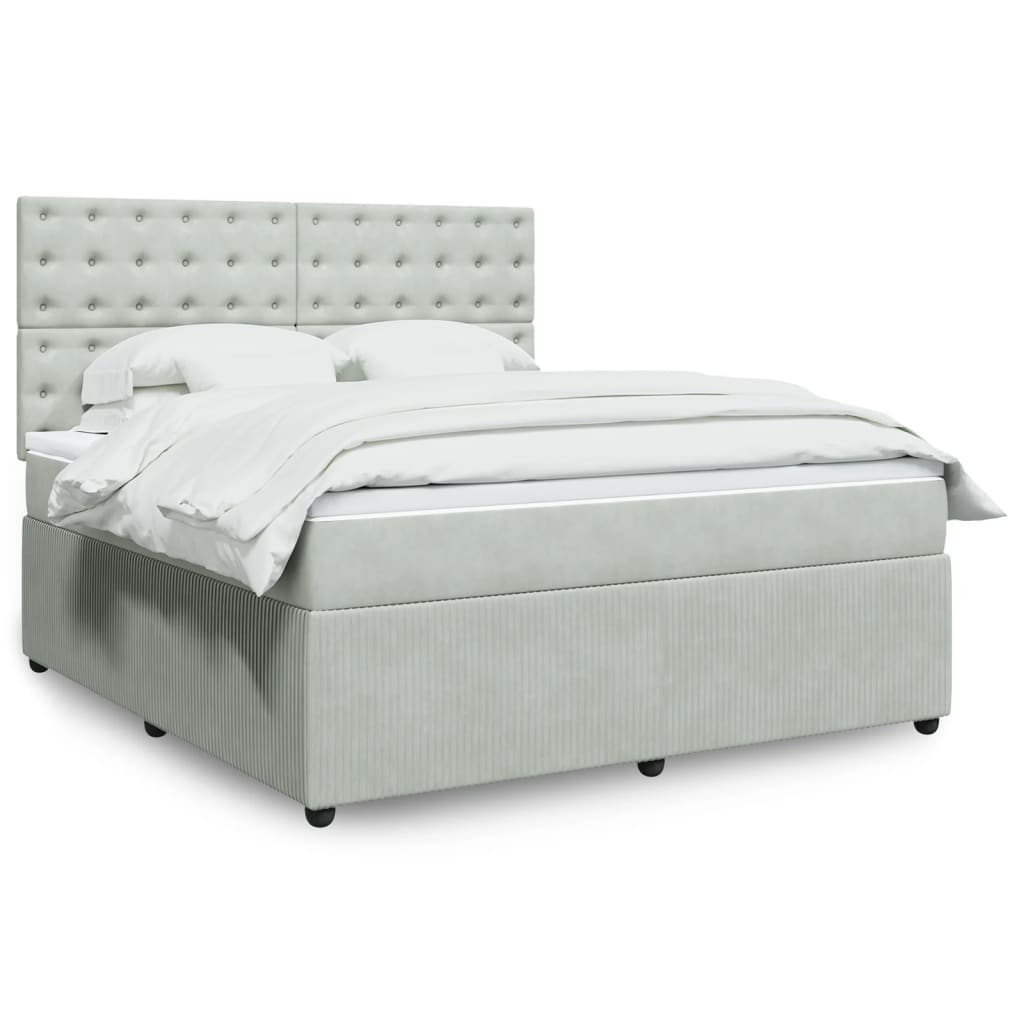 Boxspring met matras fluweel lichtgrijs 180x200 cm is nu te koop bij PeponiXL, paradijselijk wonen!