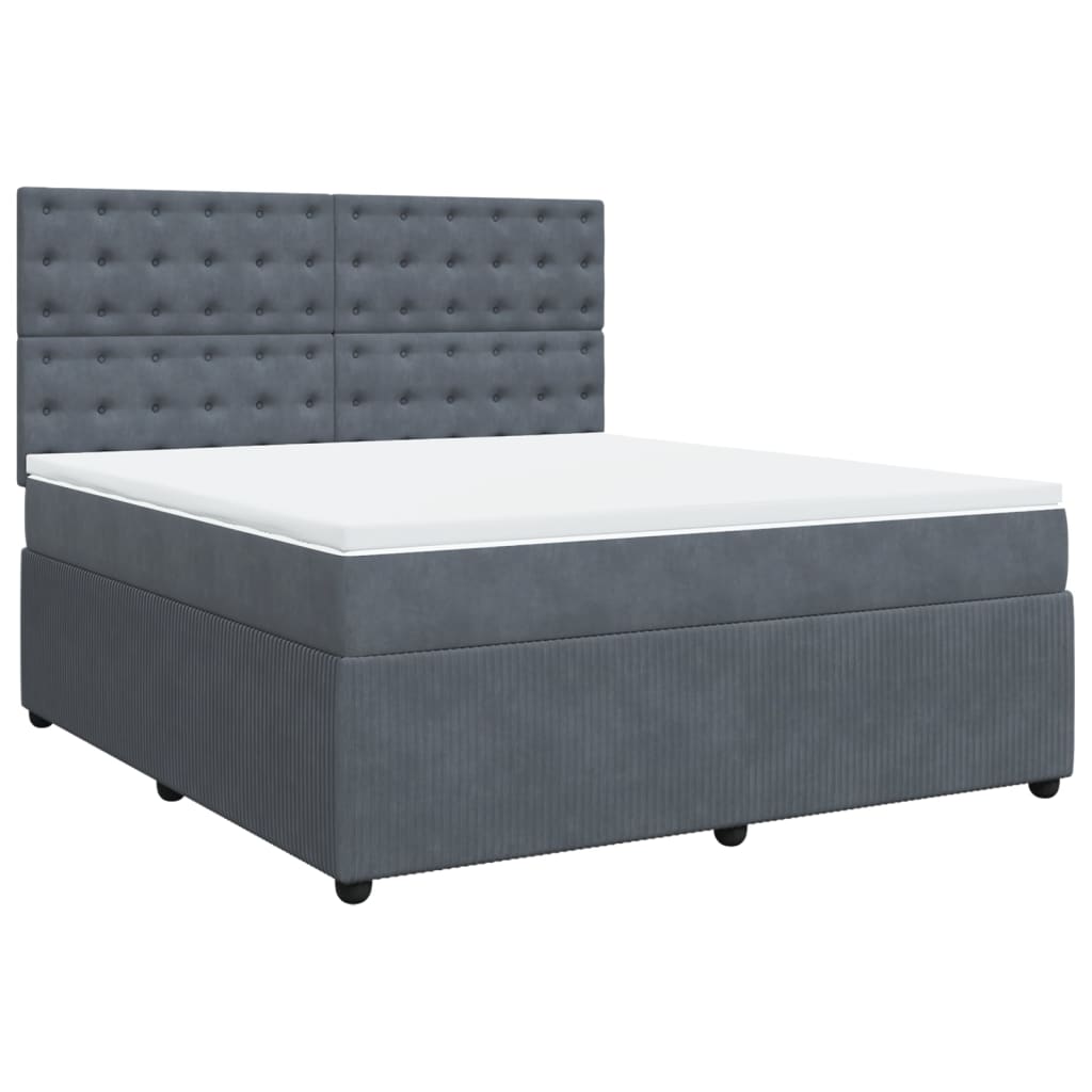 Boxspring met matras fluweel donkergrijs 180x200 cm is nu te koop bij PeponiXL, paradijselijk wonen!
