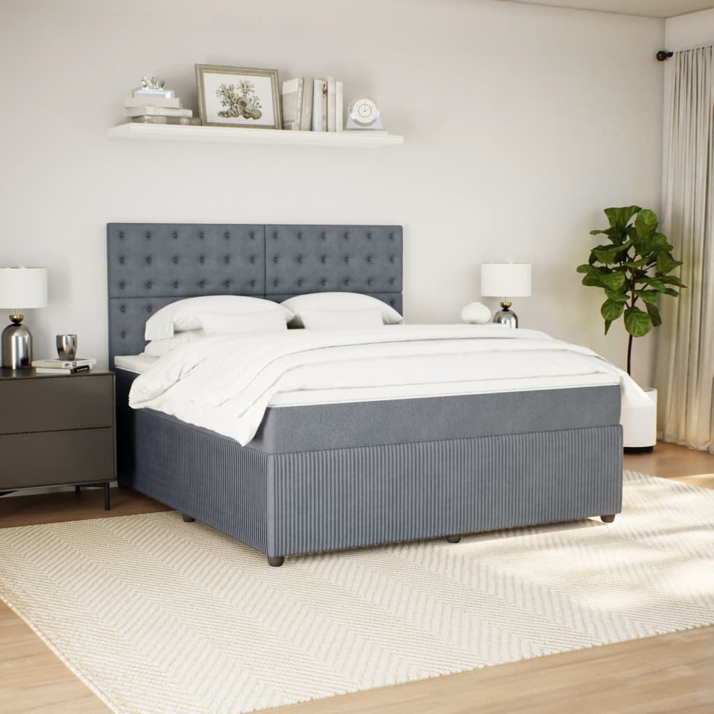 Boxspring met matras fluweel donkergrijs 180x200 cm is nu te koop bij PeponiXL, paradijselijk wonen!