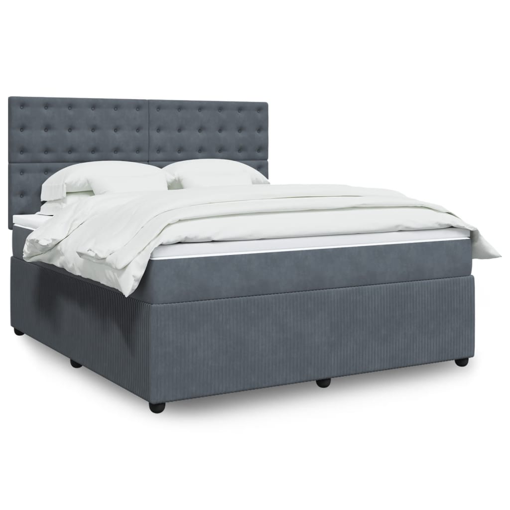 Boxspring met matras fluweel donkergrijs 180x200 cm is nu te koop bij PeponiXL, paradijselijk wonen!