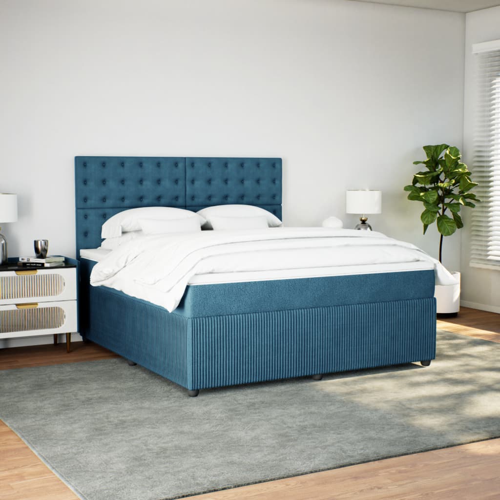 Boxspring met matras fluweel donkerblauw 180x200 cm is nu te koop bij PeponiXL, paradijselijk wonen!