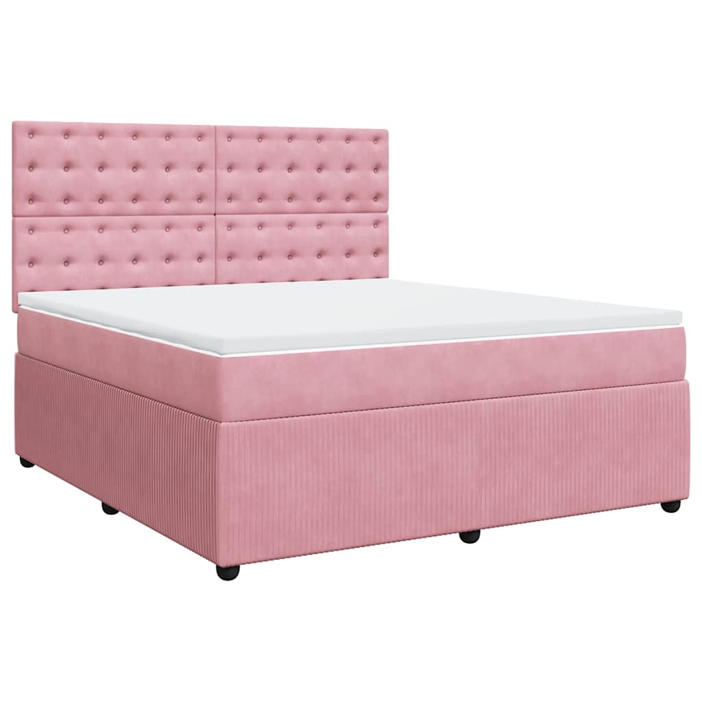 Boxspring met matras fluweel roze 180x200 cm is nu te koop bij PeponiXL, paradijselijk wonen!