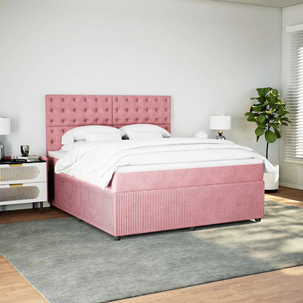 Boxspring met matras fluweel roze 180x200 cm is nu te koop bij PeponiXL, paradijselijk wonen!