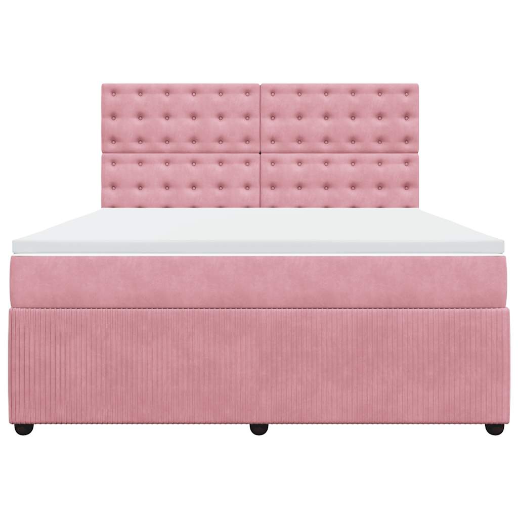 Boxspring met matras fluweel roze 180x200 cm is nu te koop bij PeponiXL, paradijselijk wonen!