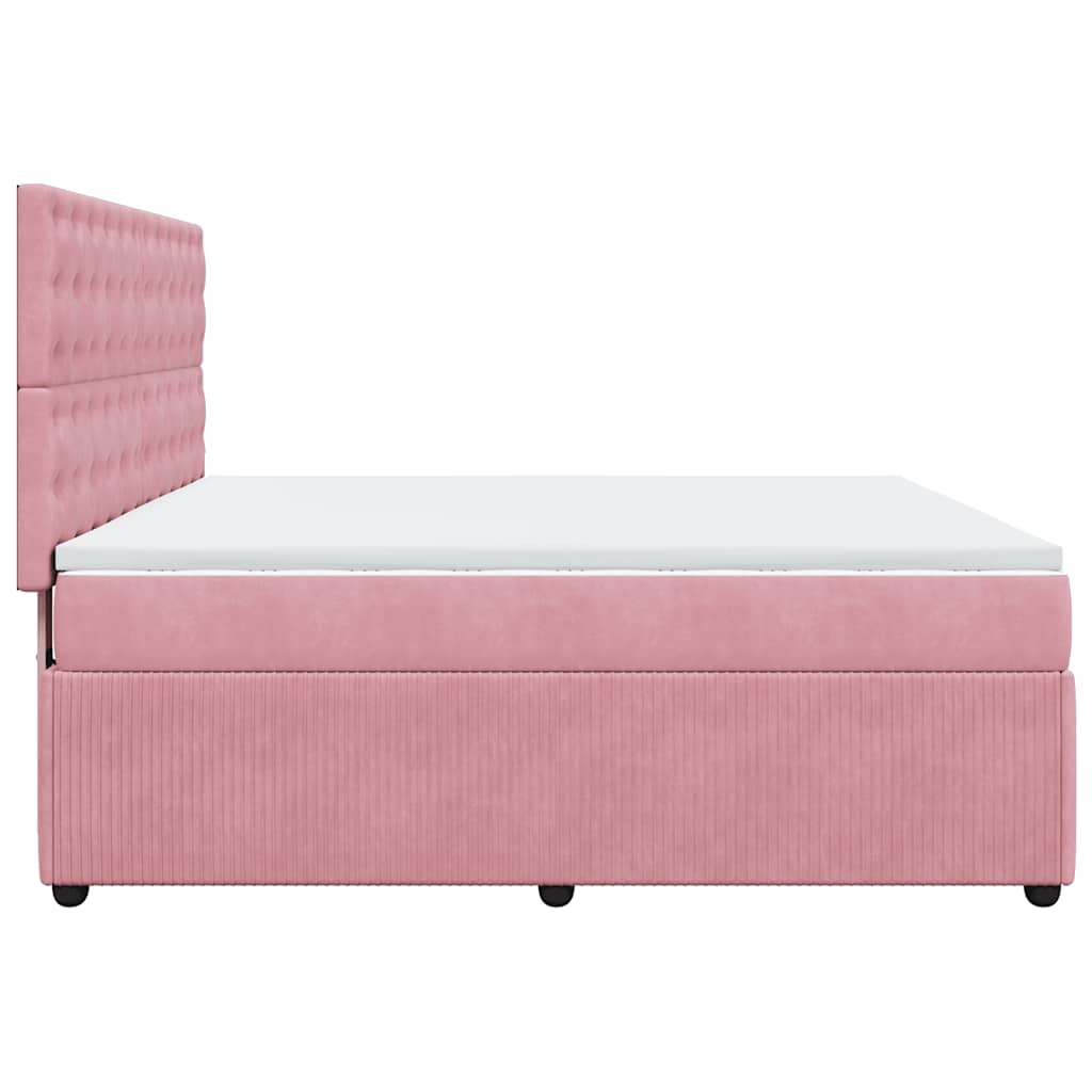 Boxspring met matras fluweel roze 180x200 cm is nu te koop bij PeponiXL, paradijselijk wonen!