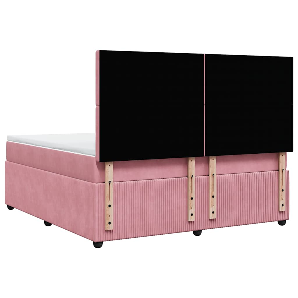 Boxspring met matras fluweel roze 180x200 cm is nu te koop bij PeponiXL, paradijselijk wonen!