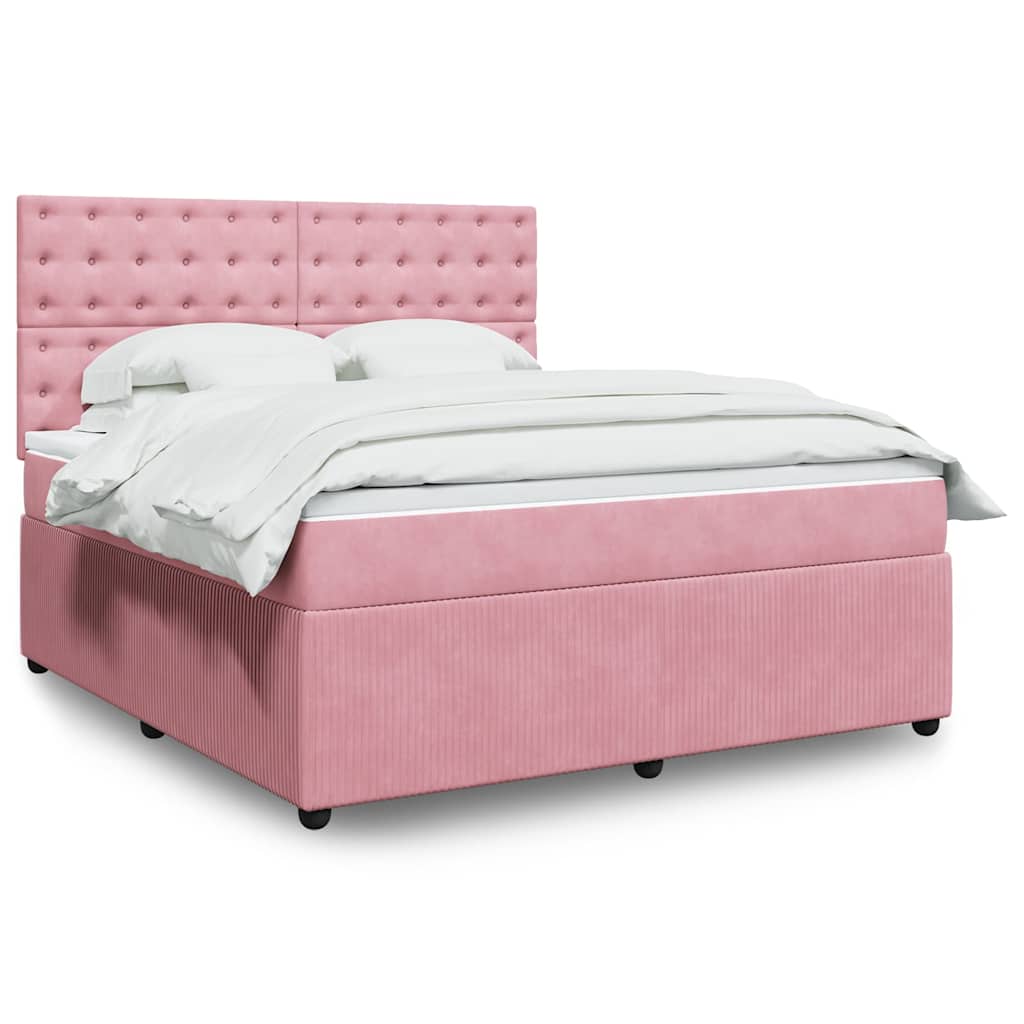 Boxspring met matras fluweel roze 180x200 cm is nu te koop bij PeponiXL, paradijselijk wonen!