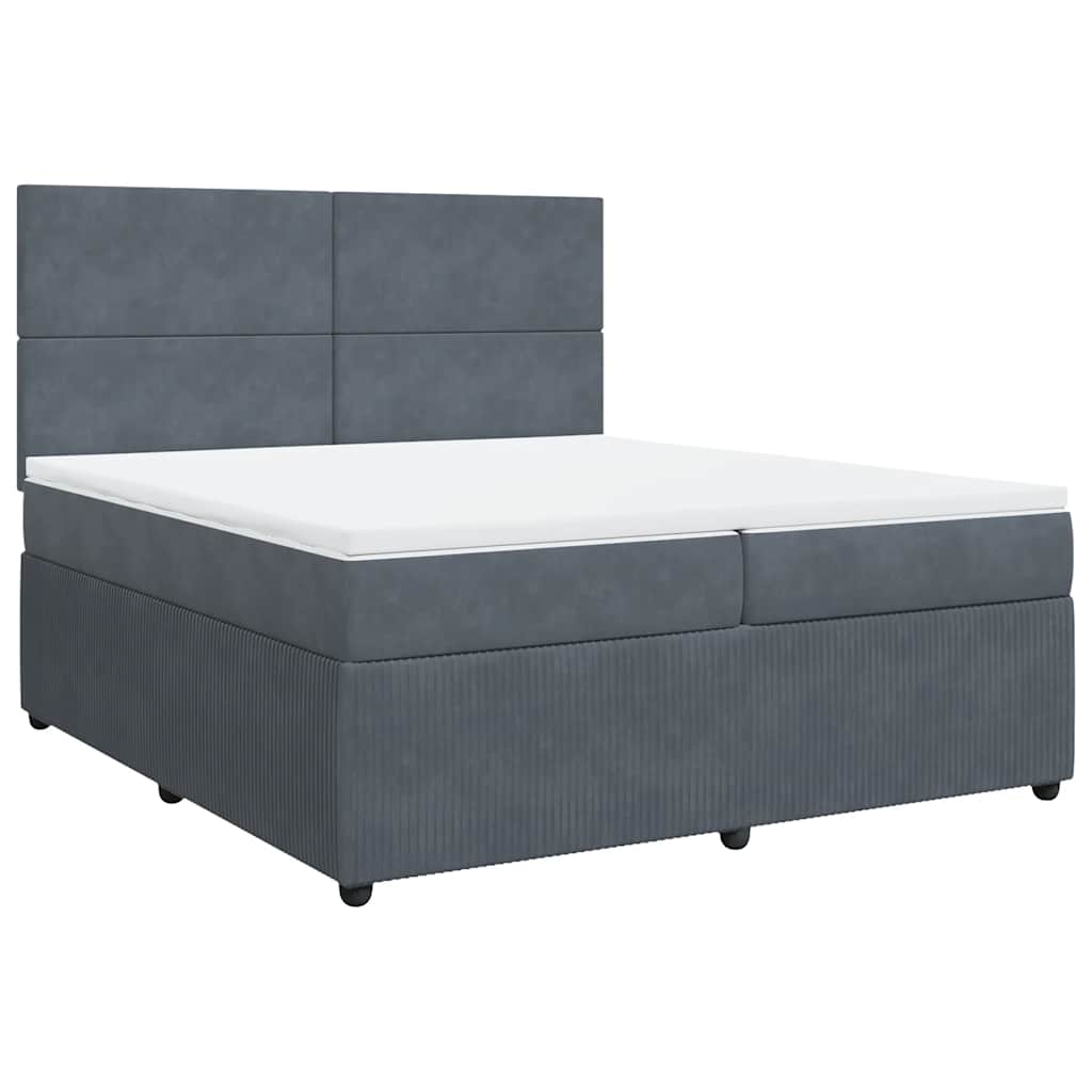 Boxspring met matras fluweel donkergrijs 200x200 cm is nu te koop bij PeponiXL, paradijselijk wonen!