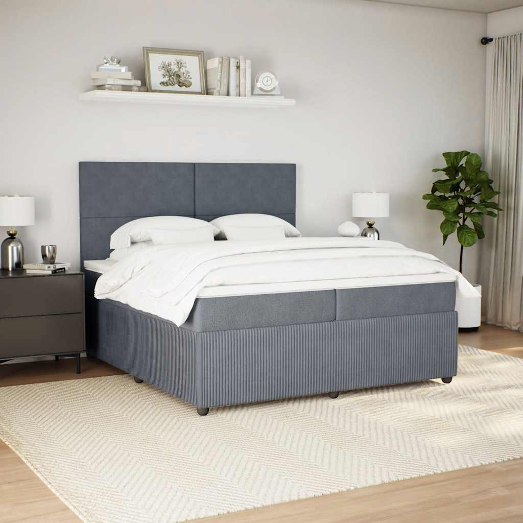 Boxspring met matras fluweel donkergrijs 200x200 cm is nu te koop bij PeponiXL, paradijselijk wonen!