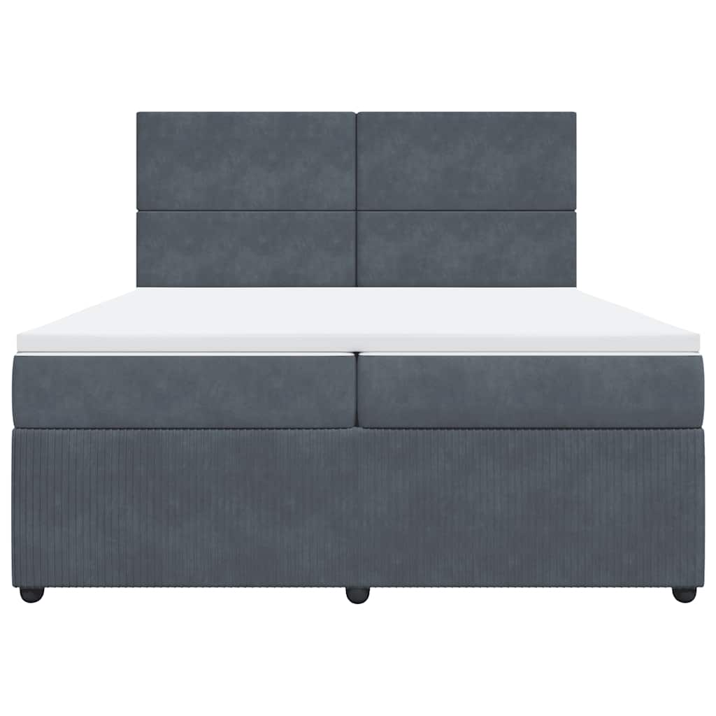 Boxspring met matras fluweel donkergrijs 200x200 cm is nu te koop bij PeponiXL, paradijselijk wonen!