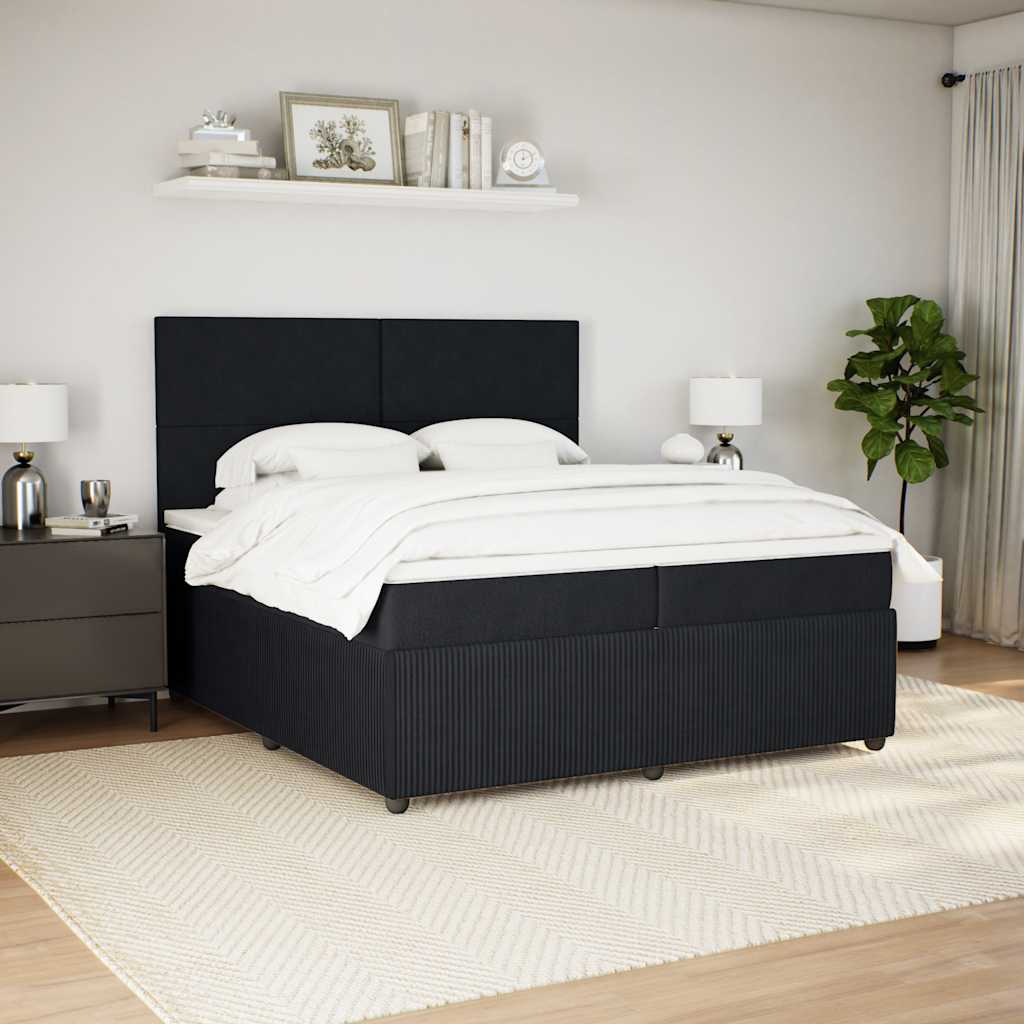 Boxspring met matras fluweel zwart 200x200 cm is nu te koop bij PeponiXL, paradijselijk wonen!