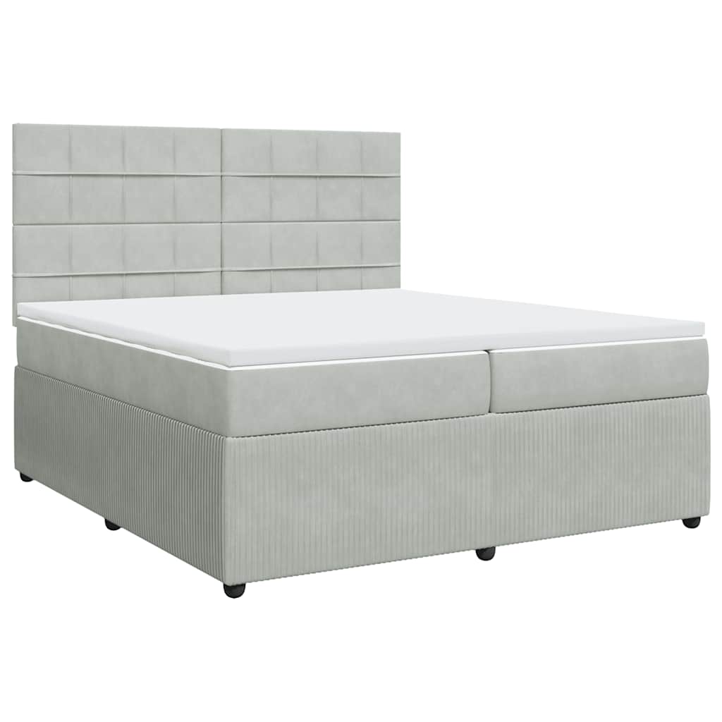 Boxspring met matras fluweel lichtgrijs 200x200 cm is nu te koop bij PeponiXL, paradijselijk wonen!