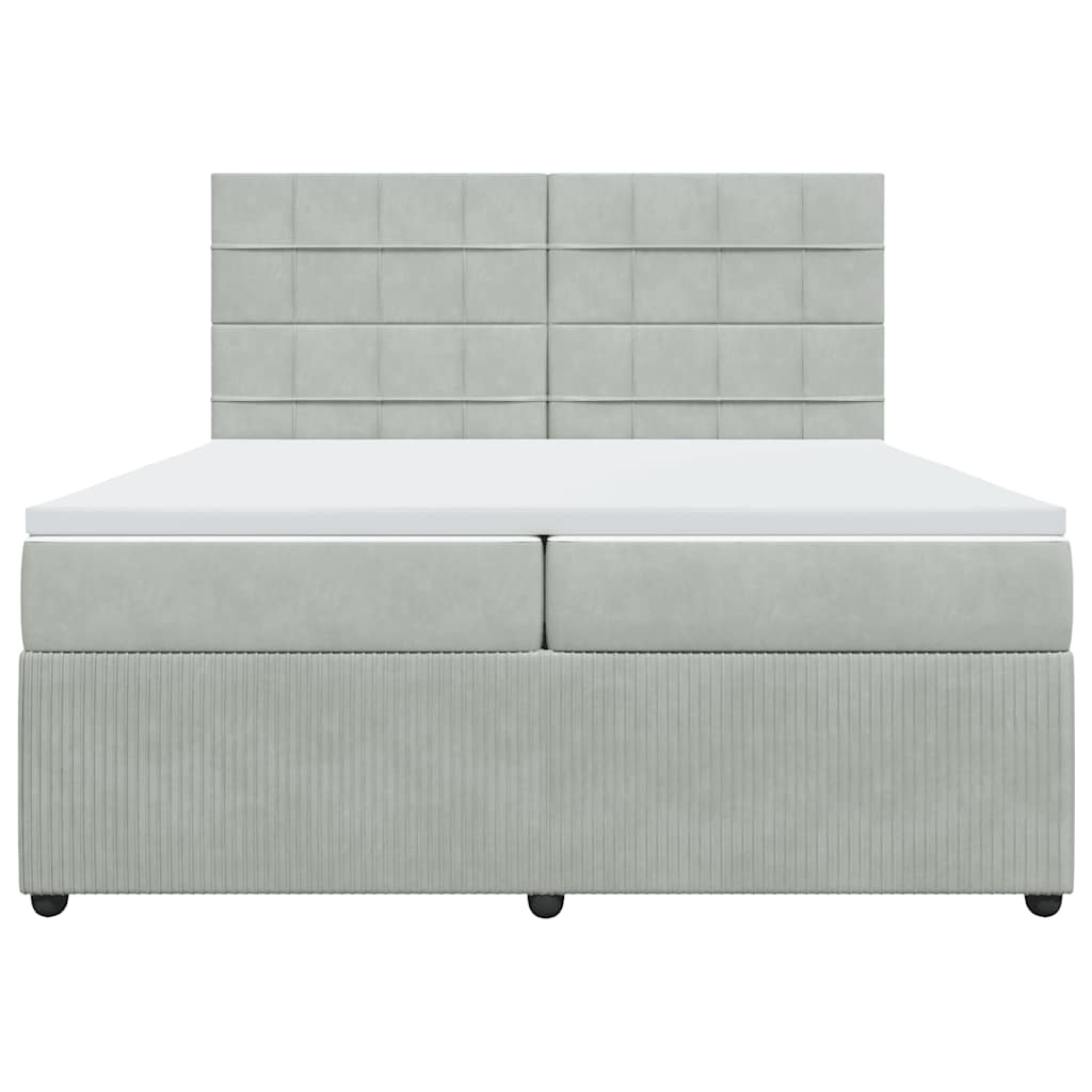 Boxspring met matras fluweel lichtgrijs 200x200 cm is nu te koop bij PeponiXL, paradijselijk wonen!