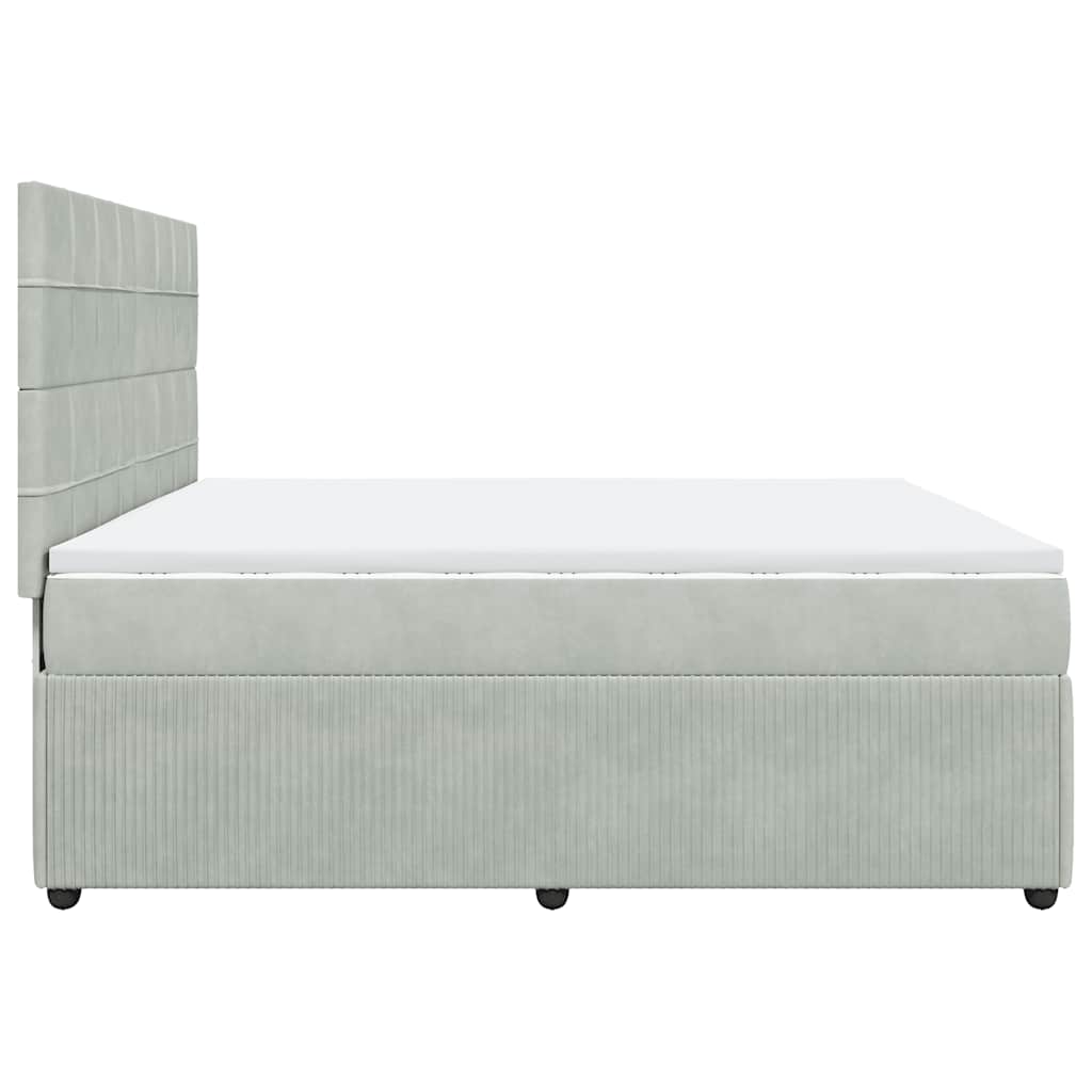 Boxspring met matras fluweel lichtgrijs 200x200 cm is nu te koop bij PeponiXL, paradijselijk wonen!