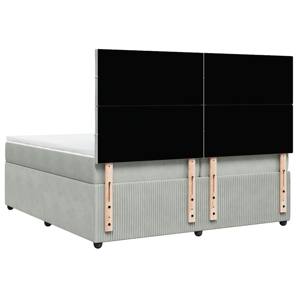 Boxspring met matras fluweel lichtgrijs 200x200 cm is nu te koop bij PeponiXL, paradijselijk wonen!