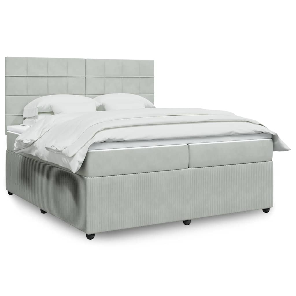 Boxspring met matras fluweel lichtgrijs 200x200 cm is nu te koop bij PeponiXL, paradijselijk wonen!
