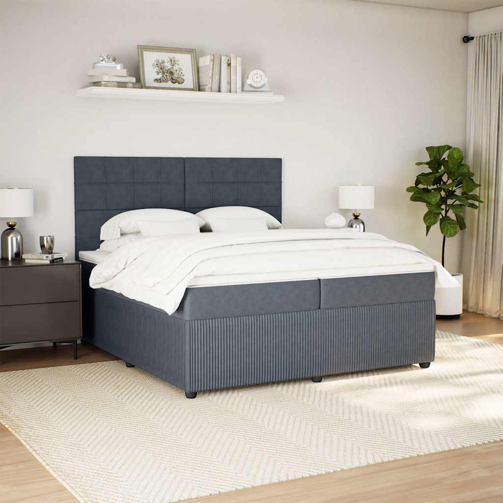 Boxspring met matras fluweel donkergrijs 200x200 cm is nu te koop bij PeponiXL, paradijselijk wonen!