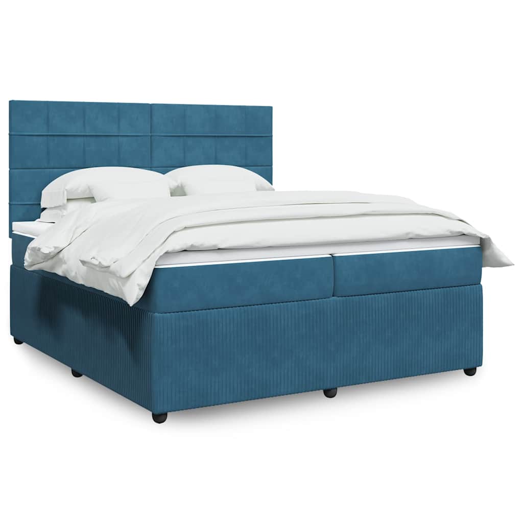 Boxspring met matras fluweel donkerblauw 200x200 cm is nu te koop bij PeponiXL, paradijselijk wonen!