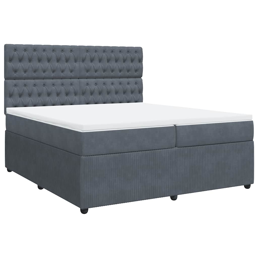 Boxspring met matras fluweel donkergrijs 200x200 cm is nu te koop bij PeponiXL, paradijselijk wonen!