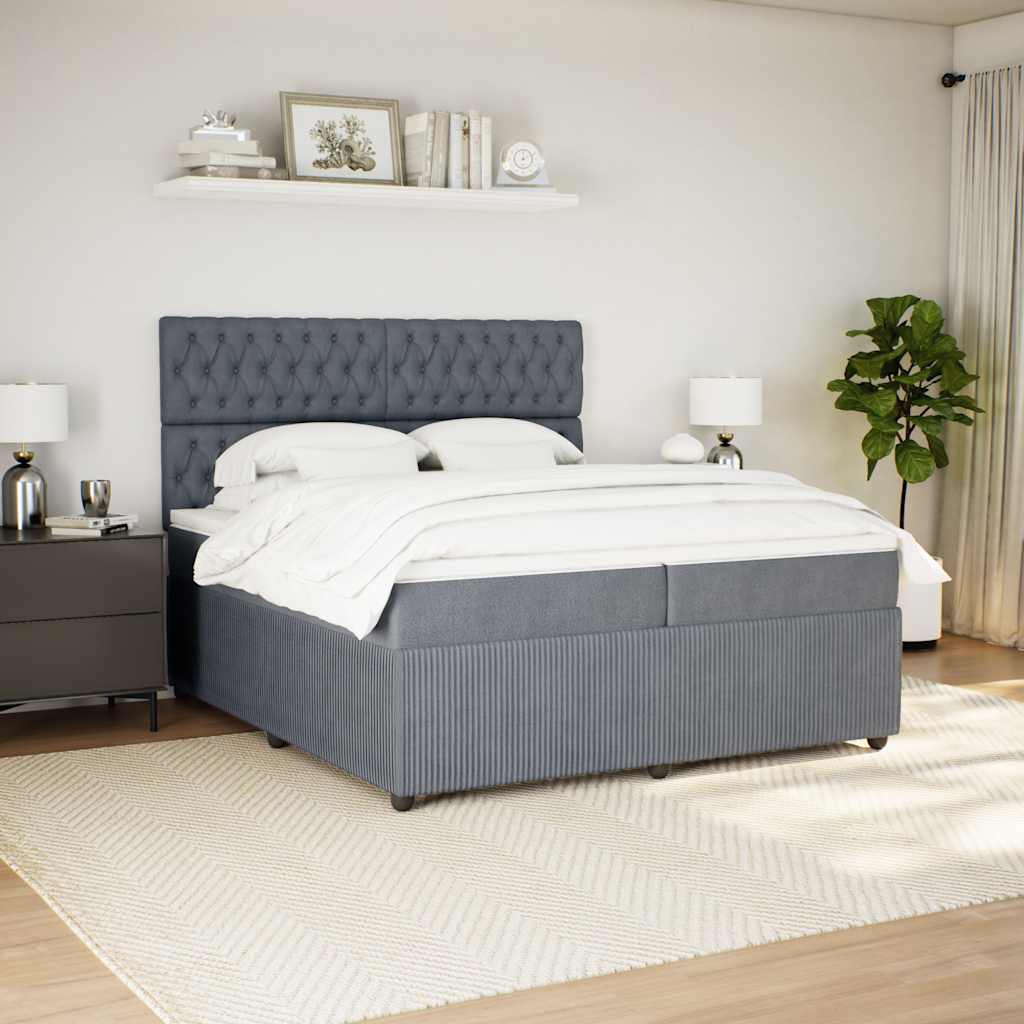 Boxspring met matras fluweel donkergrijs 200x200 cm is nu te koop bij PeponiXL, paradijselijk wonen!