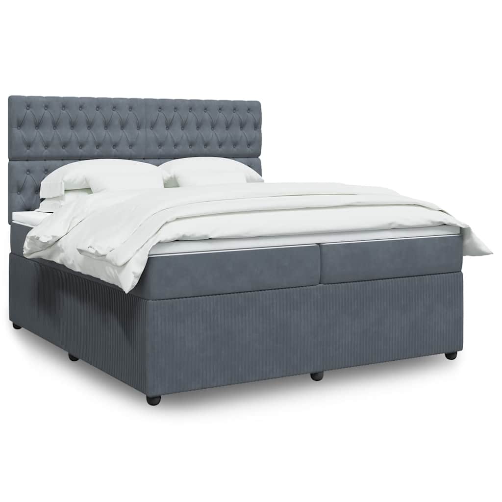 Boxspring met matras fluweel donkergrijs 200x200 cm is nu te koop bij PeponiXL, paradijselijk wonen!