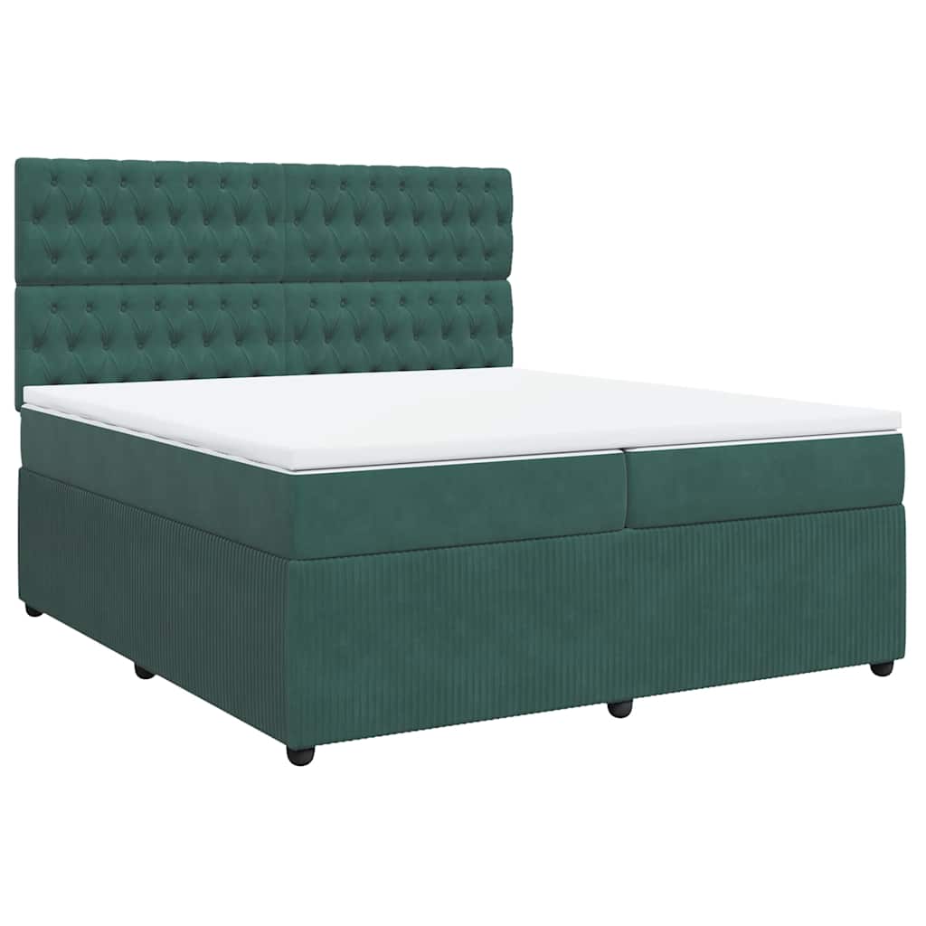 Boxspring met matras fluweel donkergroen 200x200 cm is nu te koop bij PeponiXL, paradijselijk wonen!