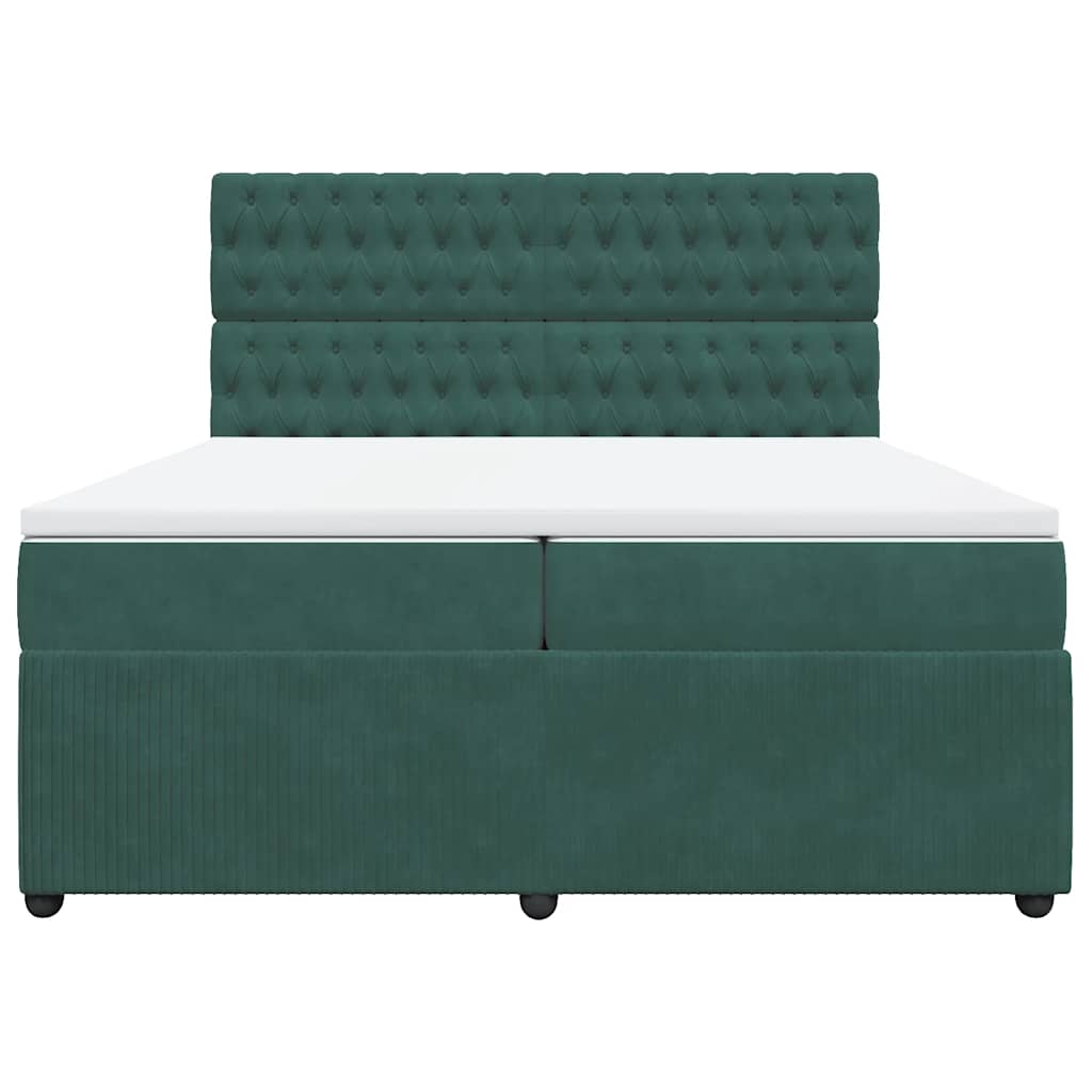 Boxspring met matras fluweel donkergroen 200x200 cm is nu te koop bij PeponiXL, paradijselijk wonen!