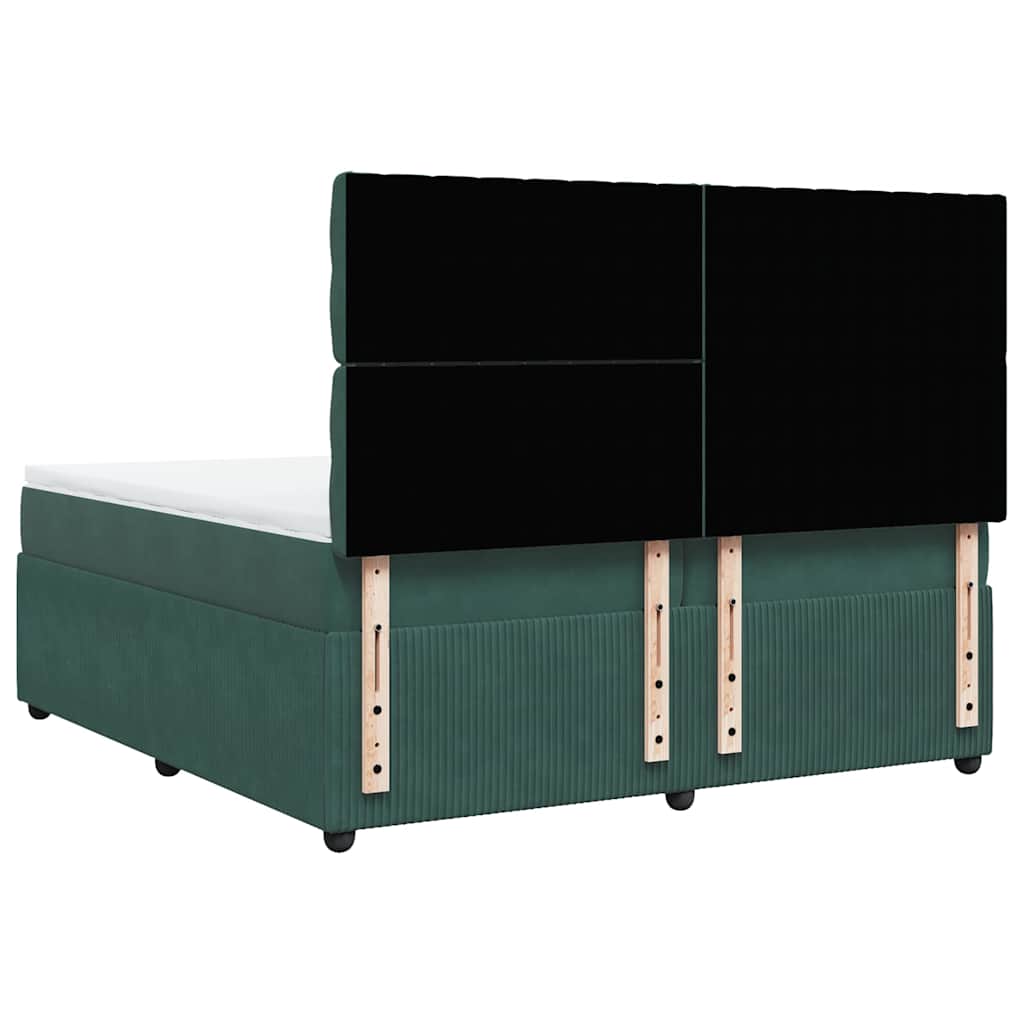 Boxspring met matras fluweel donkergroen 200x200 cm is nu te koop bij PeponiXL, paradijselijk wonen!